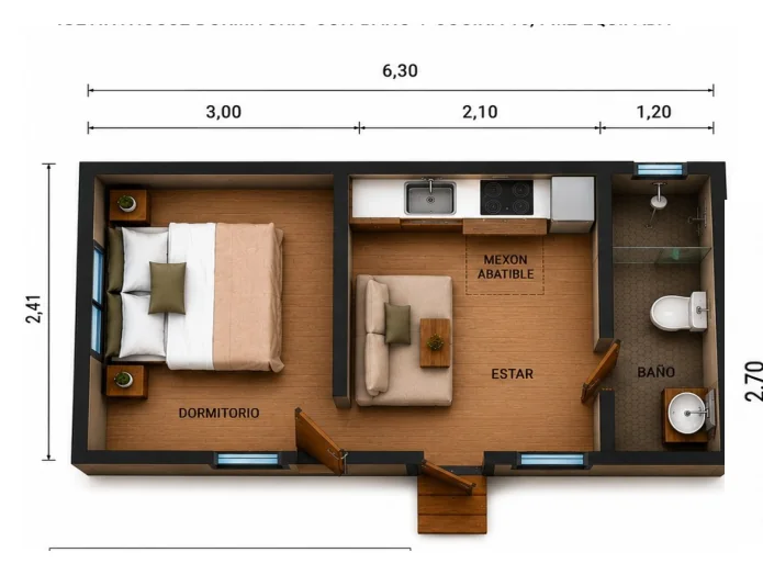 Plano acotado — IGETINYHOUSE 15,4 m²