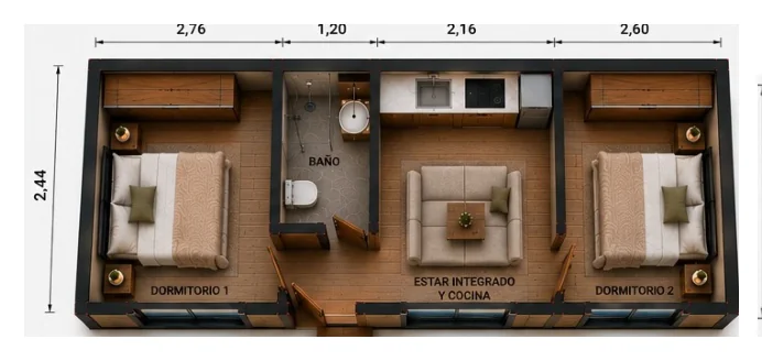Plano acotado — IGETINYHOUSE 21,2 m²