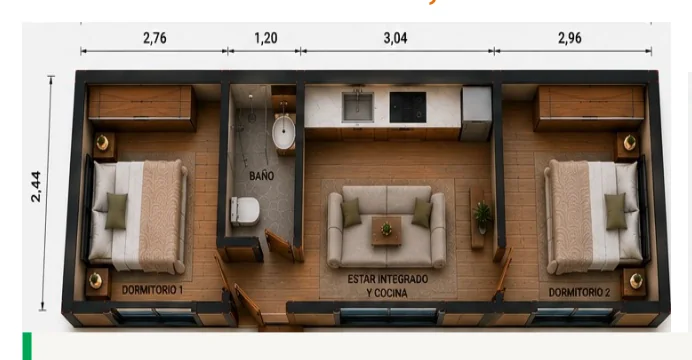 Plano acotado — IGETINYHOUSE 24,3 m²