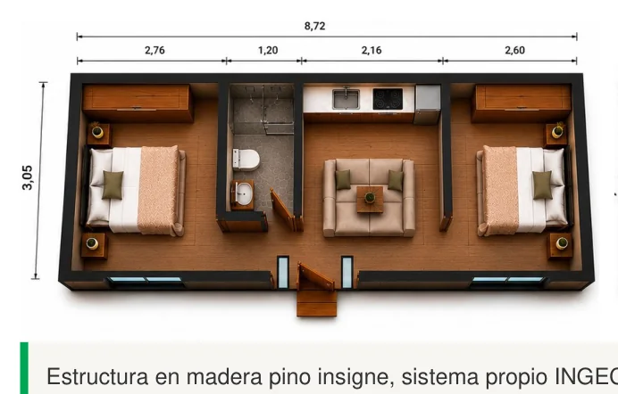 Plano acotado — IGETINYHOUSE 26,6 m²